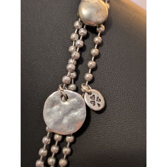 Silver Tone Bead Ball Chain W/ Medallian Charm Dangles & Lobster Claw Clasp - Picture 3 of 9